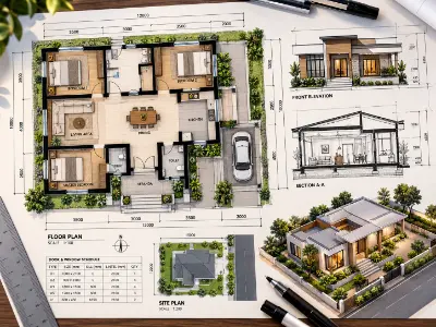 Residential Floor Plan & Technical Drawing